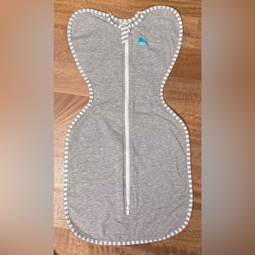 Love to Dream Gray Swaddle with Striped Trim